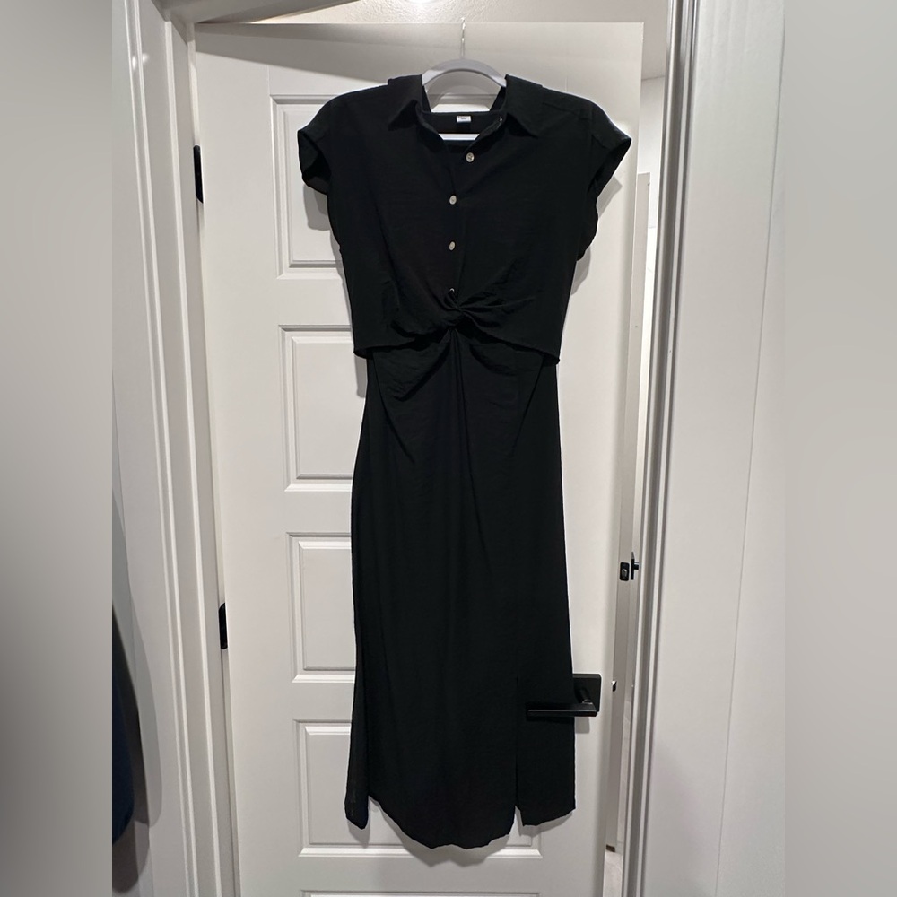 Old Navy Black Maxi Dress with Button Detail